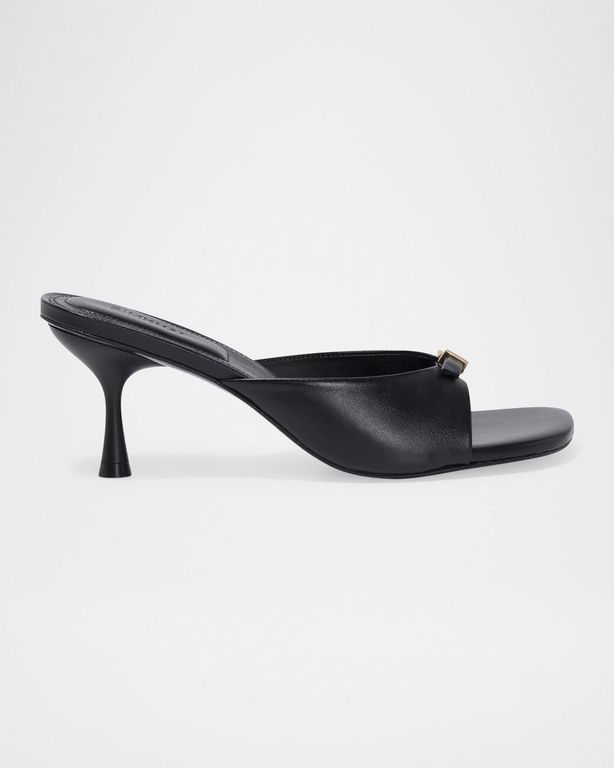 Carey Leather Buckle Mules
