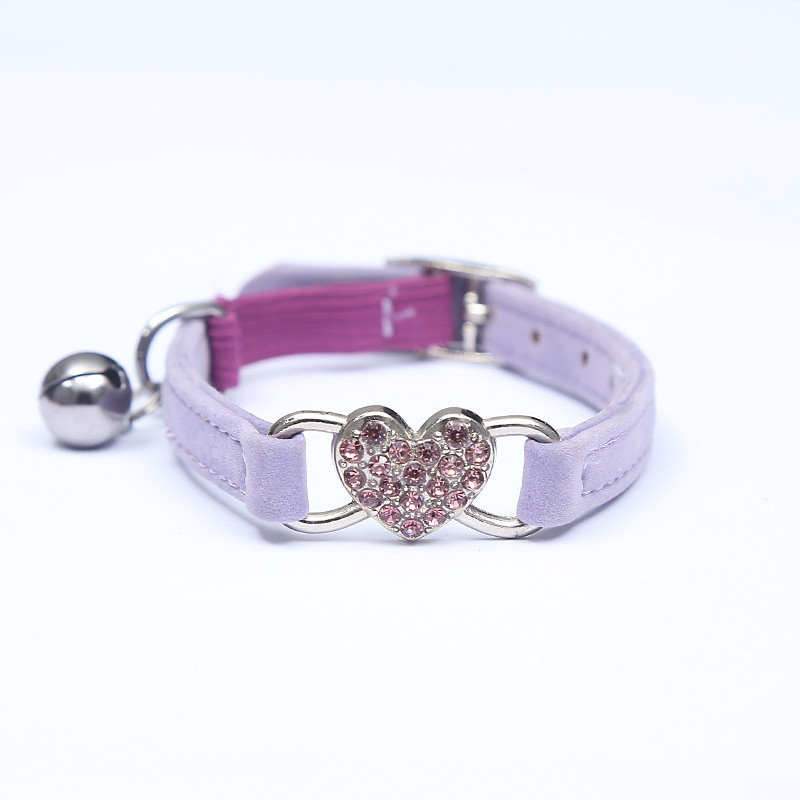2 Pcs Pet supplies Cat love Flocking color diamond bell Cat collar Pet supplies