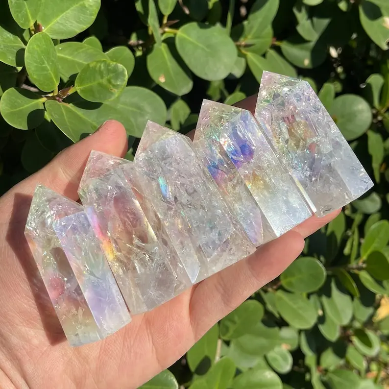 Tour d'ange aura naturelle, tour de cristal, tour à pointe de Quartz, tour de cristal de guérison, tour de cristal énergétique, tour de décoration pour la maison, 1 pièce