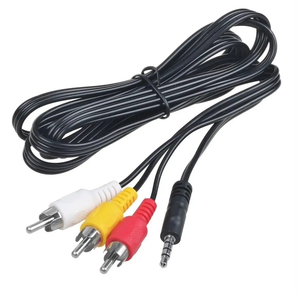 Fiche de 3.5mm à 3 caméscopes RCA câble Audio vidéo A/V 4 pieds pour caméscopes Sony JVC Panasonic Canon Samsung
