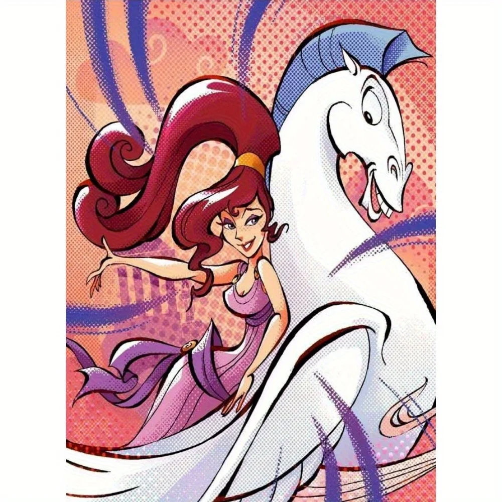 Disney 1pc 5D bricolage diamant peinture sans cadre DISNEY 5D bricolage diamant peinture Kit, Megara et Pegasus d'hercules, adulte complet