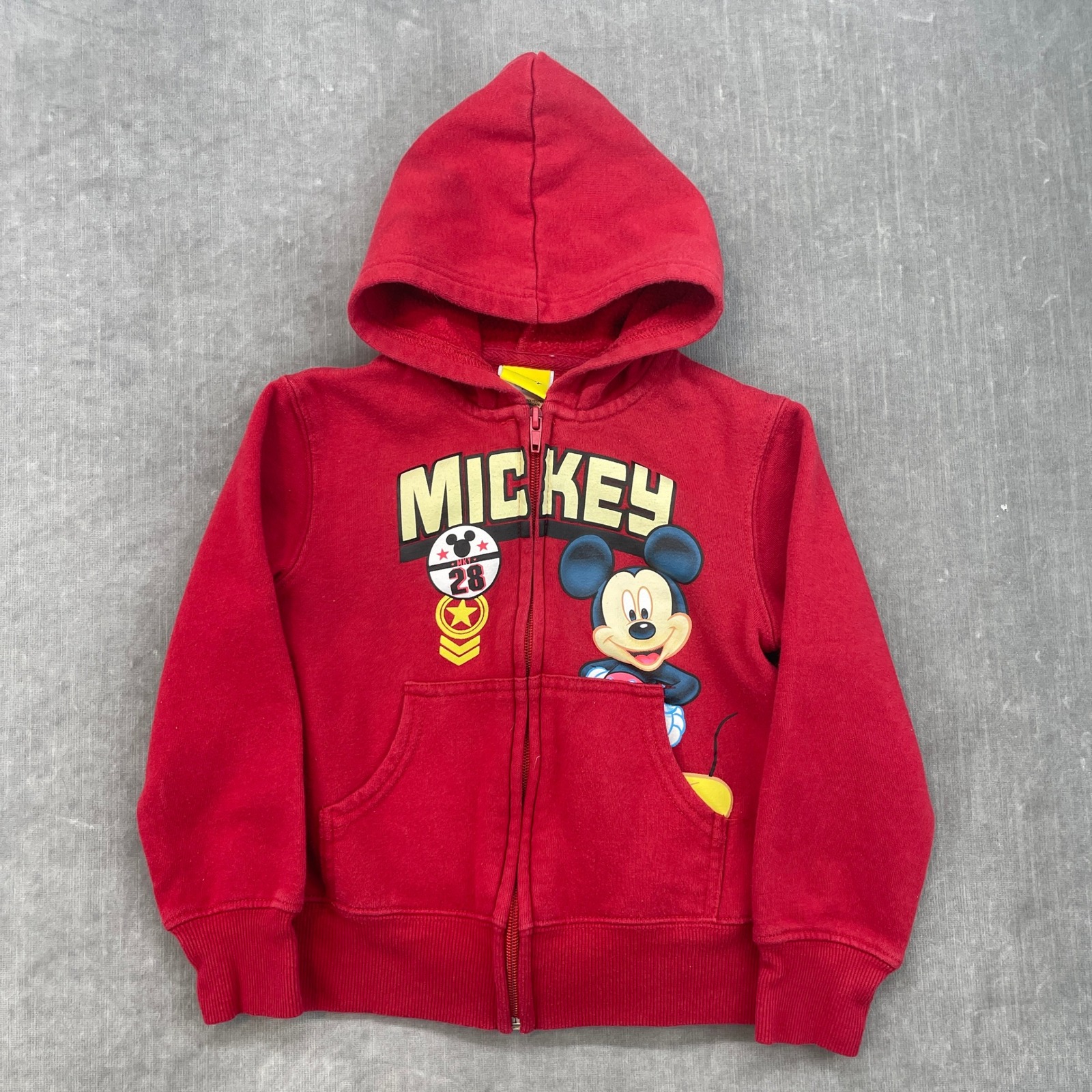 Disney Shirts & Tops | Disney Mickey Mouse Hoodie Kids 4t Red Good Zip Up Graphic Uj3939 | Color: Red | Size: 4tg
