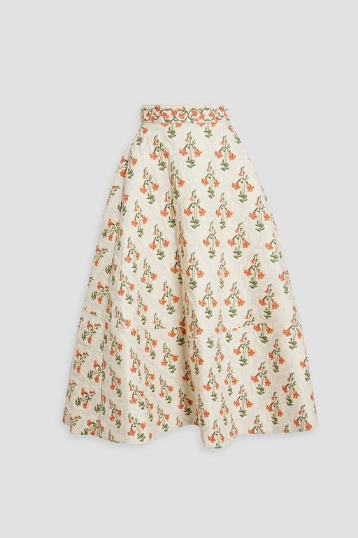 Bergamota Sabanero Atardecer Embroidered Cotton Maxi Skirt - White - Agua Bendita Skirts