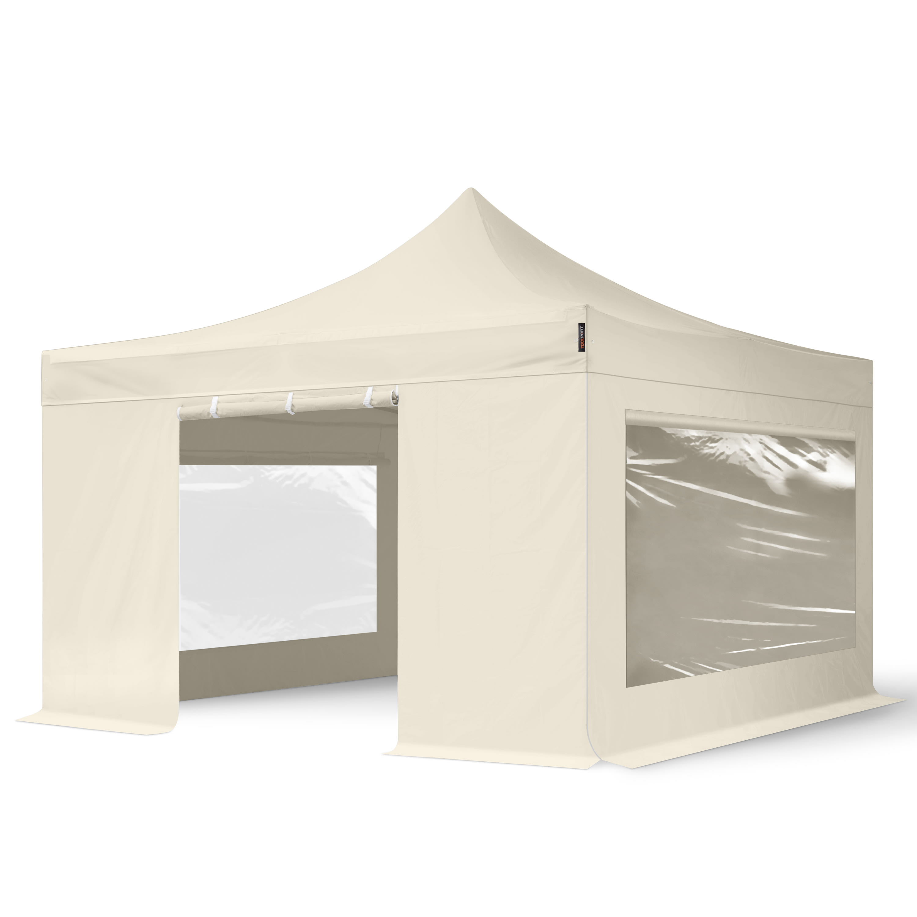 4x4m Stahl Faltpavillon, inkl. 4 Seitenteile, creme - (600095) Image