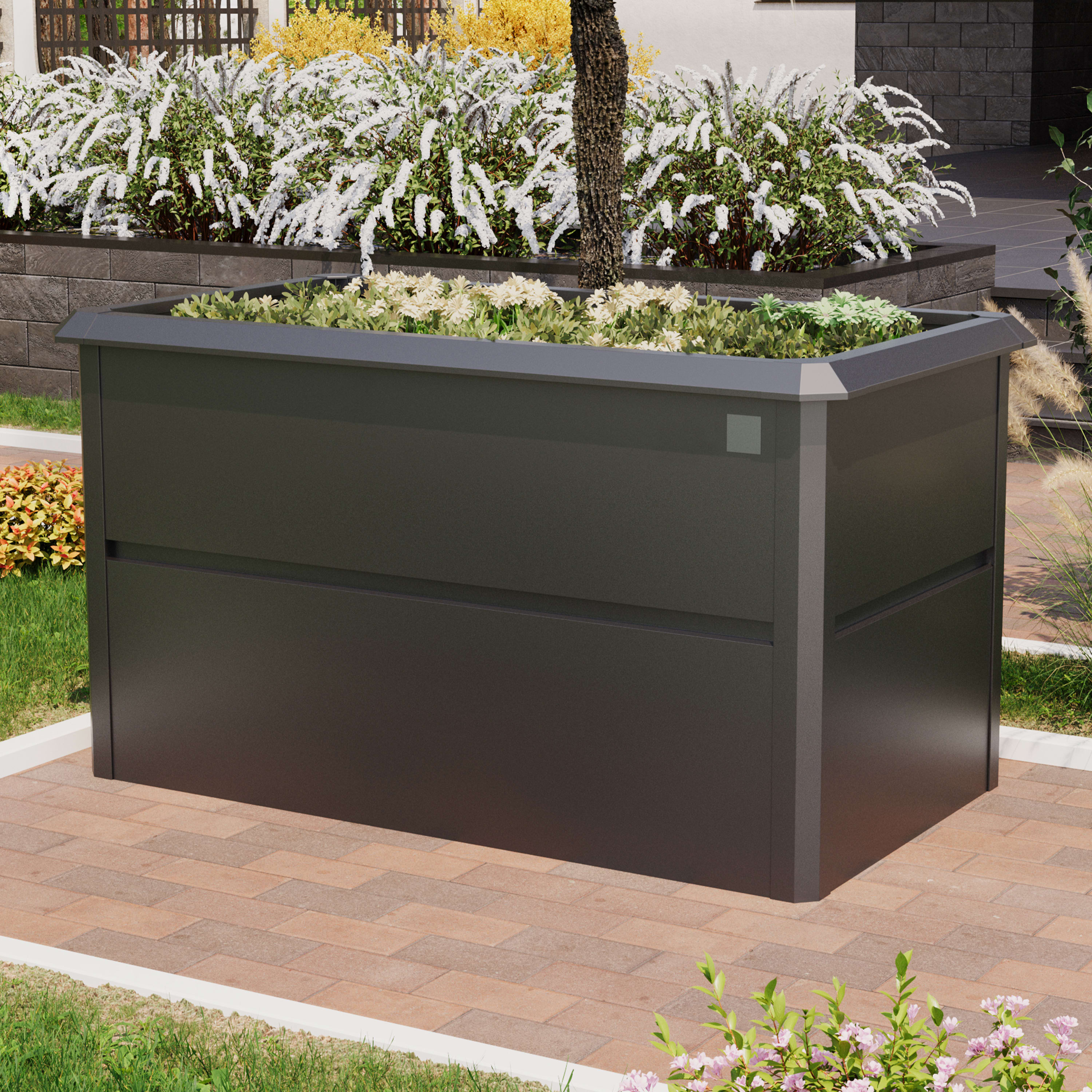 150 x 85 x 77 cm Hochbeet, Stahl, Anthrazit-Metallic | inkl. Schneckenschutz - (GFPV00780) Image