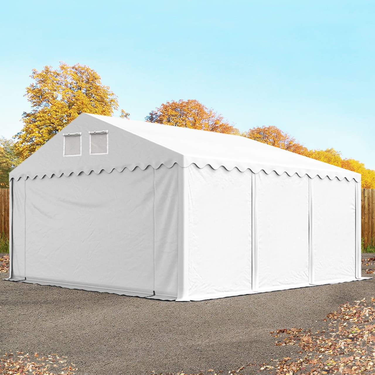 5x6 m Lagerzelt, PVC-Plane, weiß, mit Bodenrahmen, mit Statik (Betonuntergrund) - (57687) Image