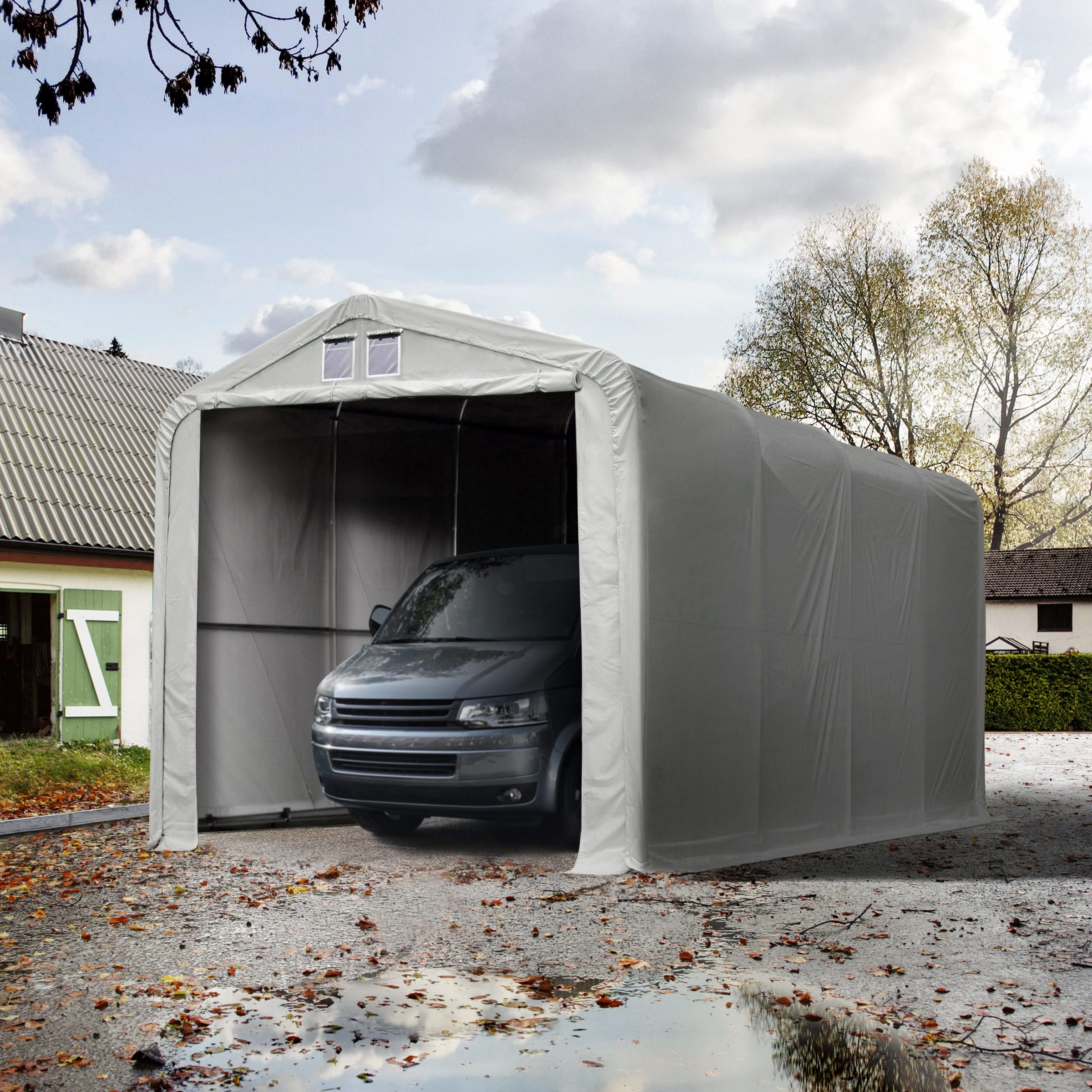 4x8m Zeltgarage, PVC-Plane, grau, ohne Statik - (99475) Image