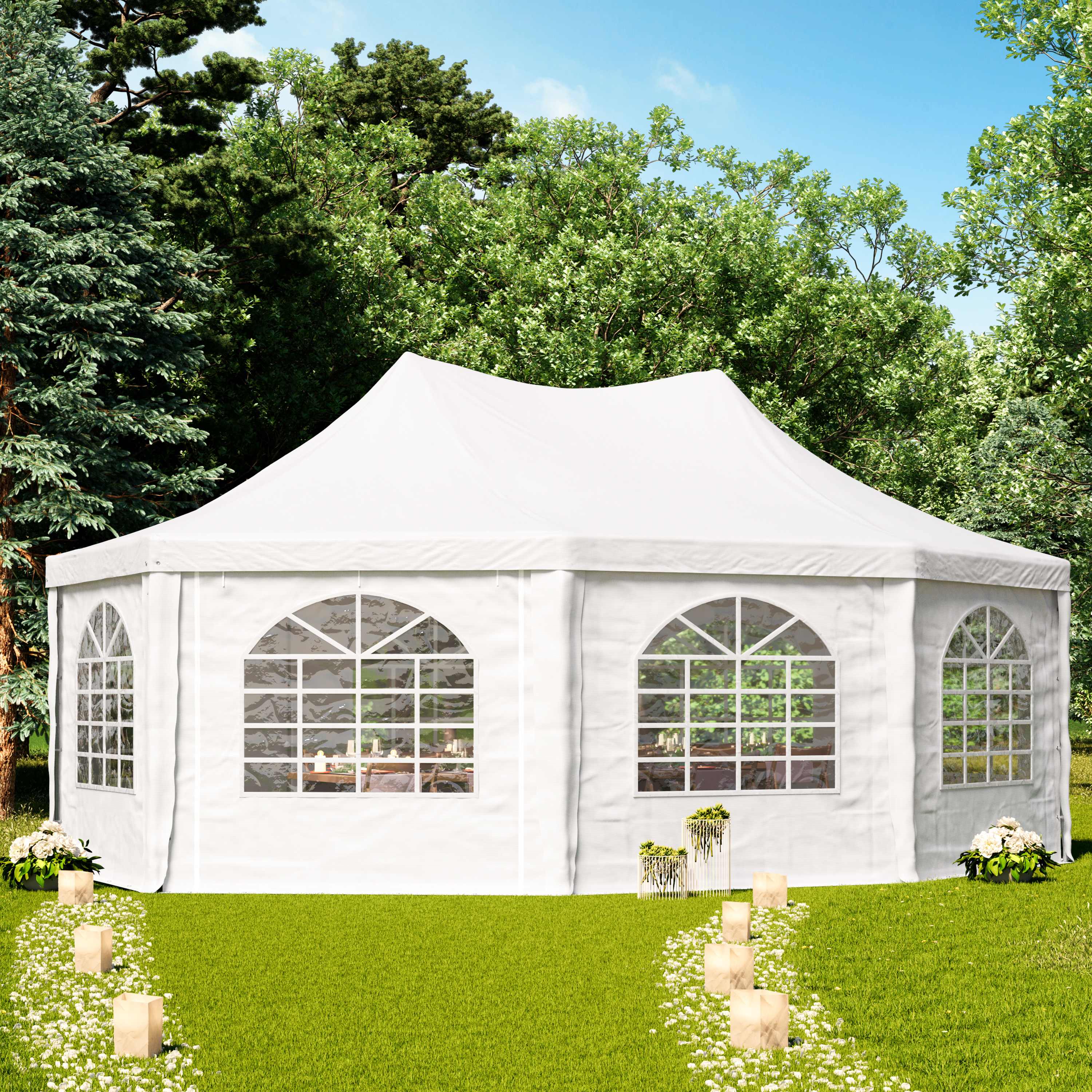 5x6,8m Pagodenzelt, PVC-Plane, weiß - (1067) Image