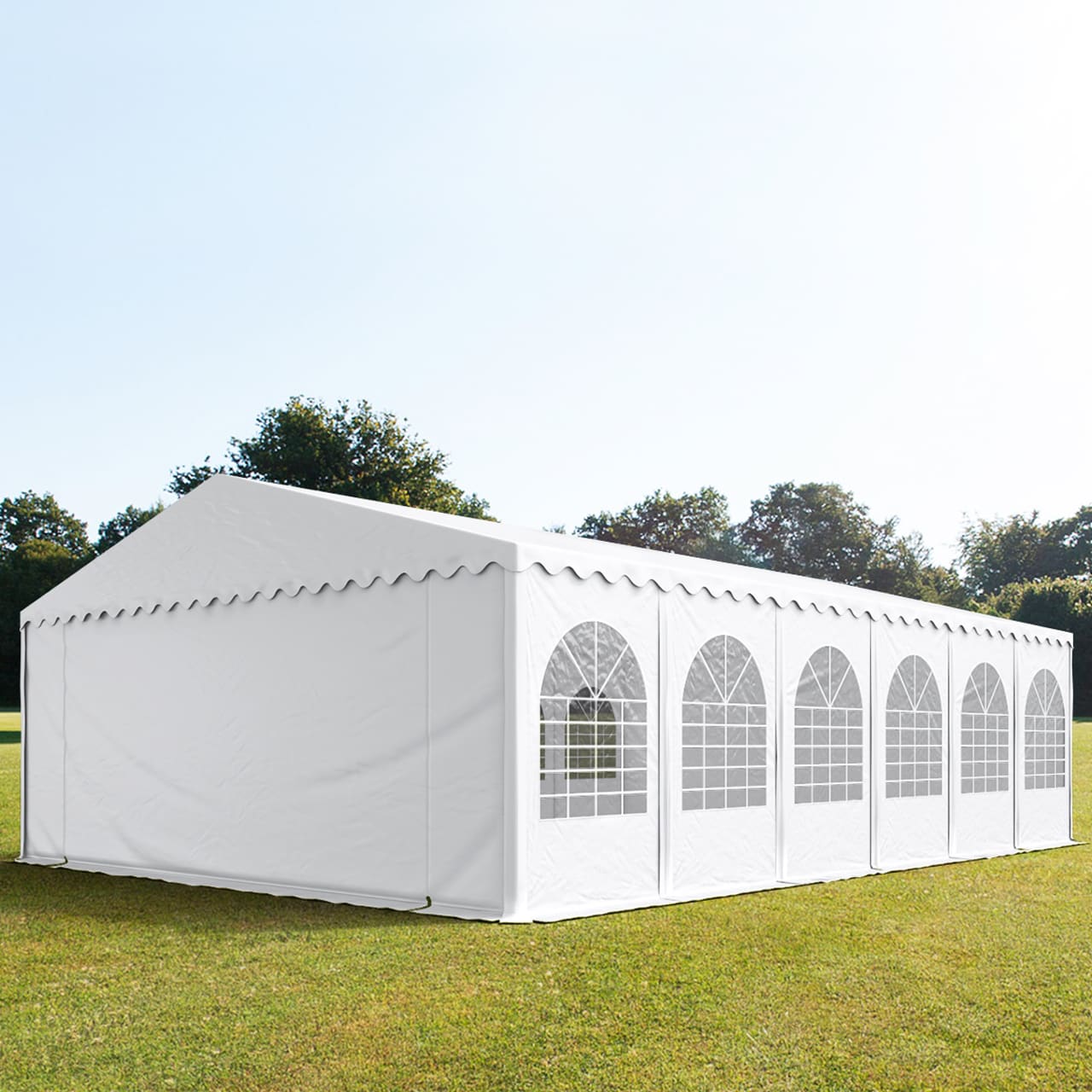 8x12m Partyzelt, PVC-Plane, weiß, mit Bodenrahmen - (7849) Image