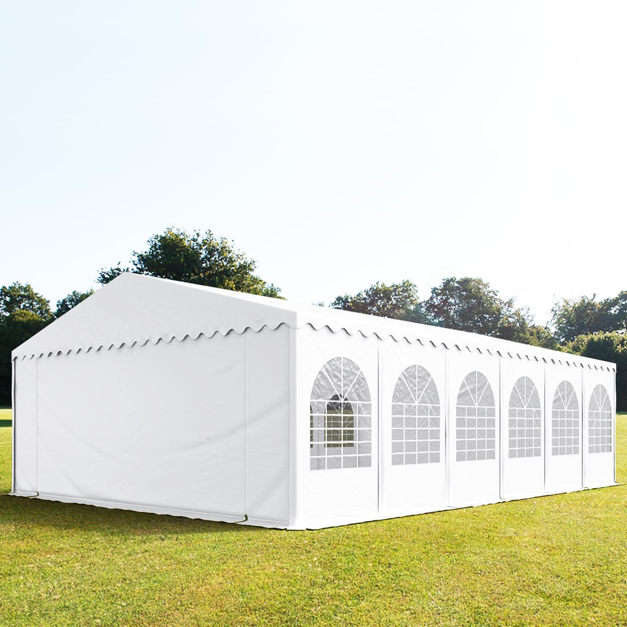 8x12m Partyzelt, PVC-Plane, weiß, mit Bodenrahmen - (7861) Image