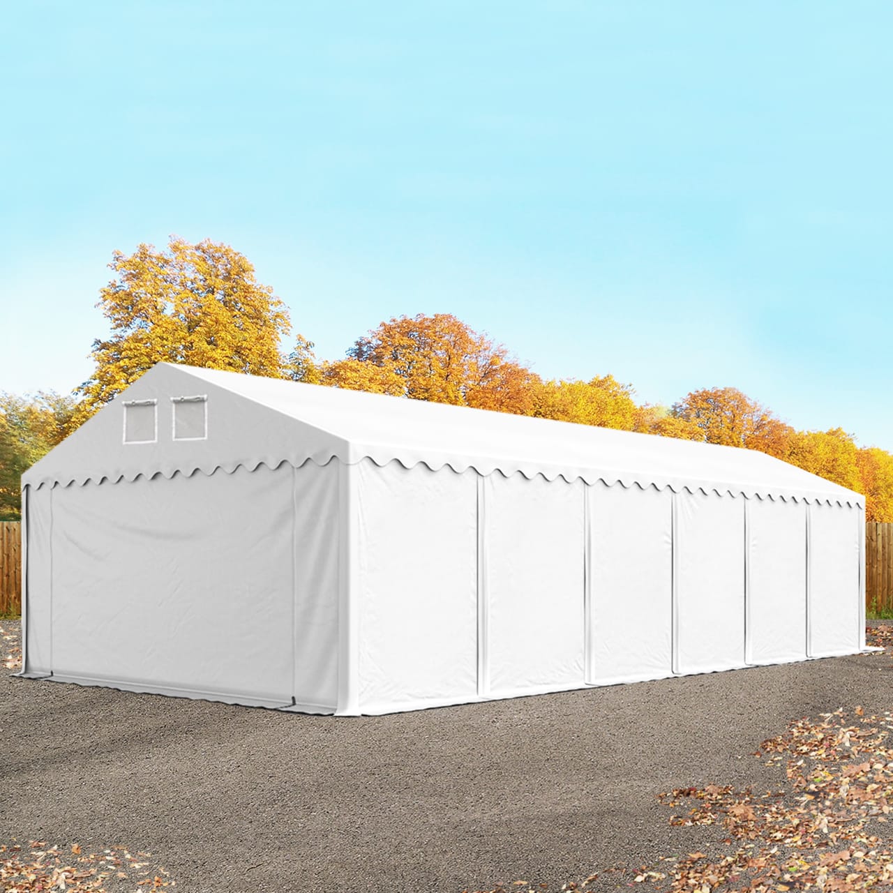 6x12 m Lagerzelt, PVC-Plane, weiß, mit Bodenrahmen, ohne Statik - (7512BL) Image