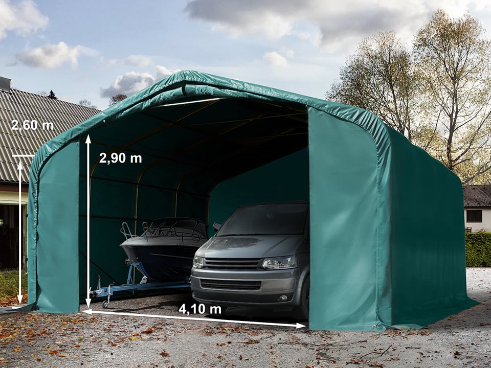 6x6m Zeltgarage, PVC-Plane, dunkelgrün, mit Statik (Erduntergrund) - (99430) Image