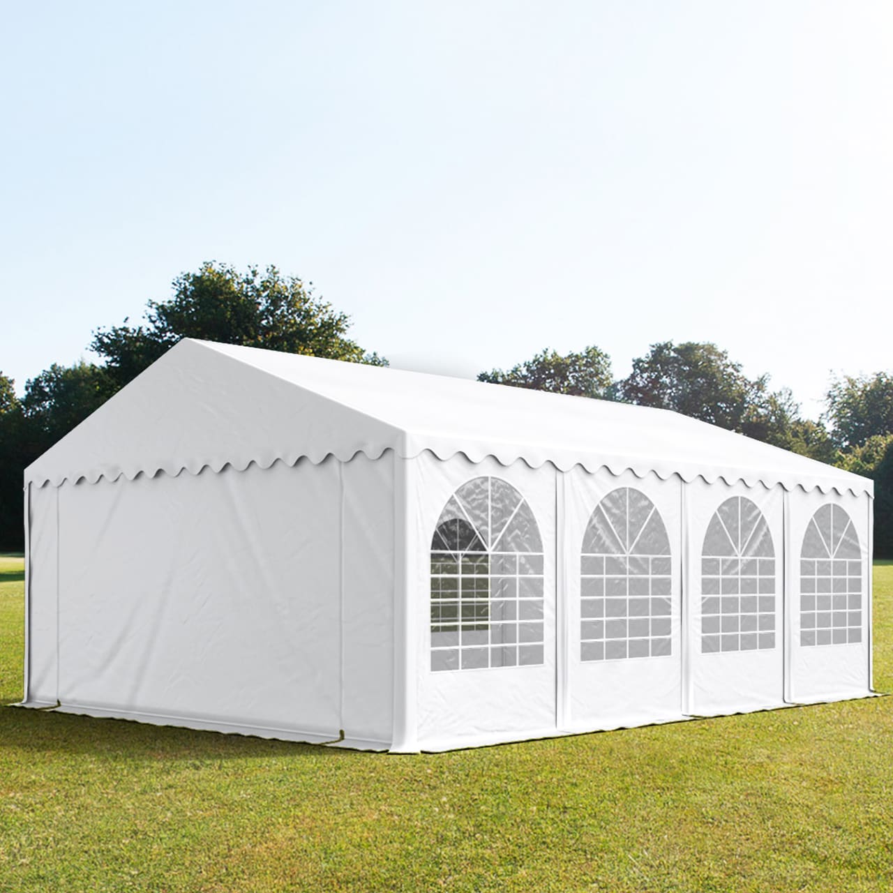 5x8m Partyzelt, PVC-Plane, weiß, mit Bodenrahmen - (7842) Image