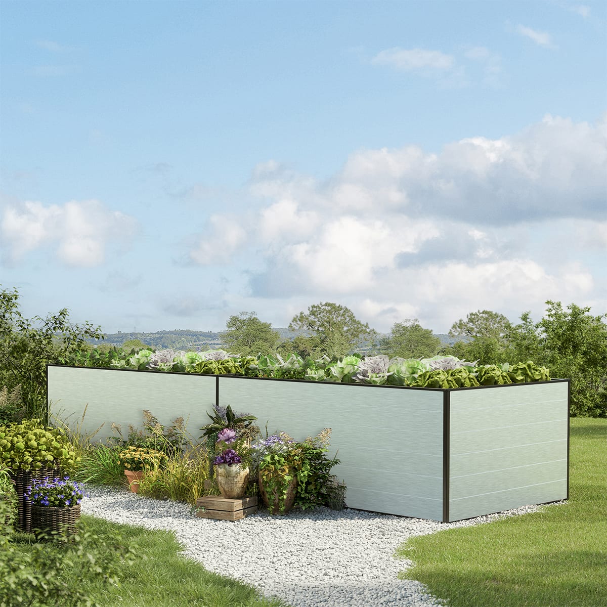 387 x 119 x 77 cm Hochbeet, Aluminium eloxiert - (GFPV00411)