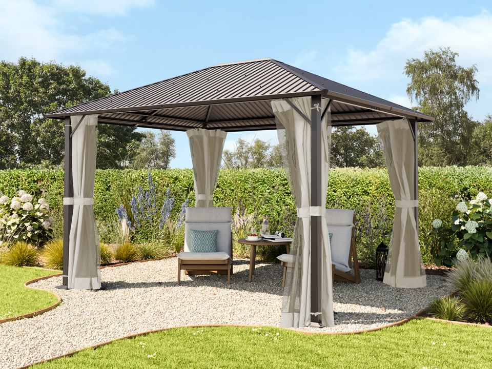 3x3,65 m Hardtop-Gartenpavillon, inkl. 4 Seitenteile, Cream - (300222) Image