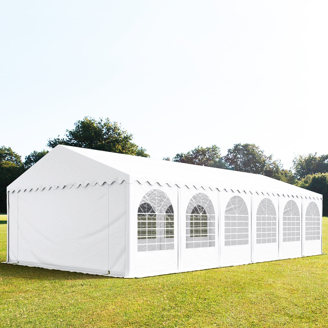 6x12m Partyzelt, PVC-Plane, weiß, mit Bodenrahmen - (7859) Image