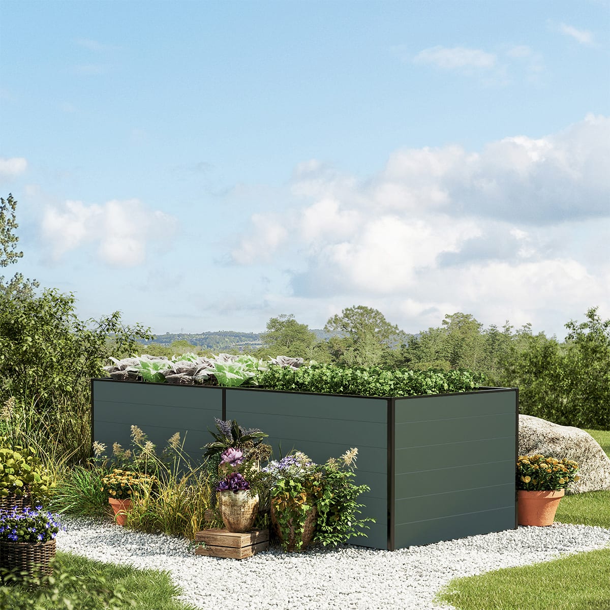 235 x 77 x 77 cm Hochbeet, Anthrazit - (GFPV00353)