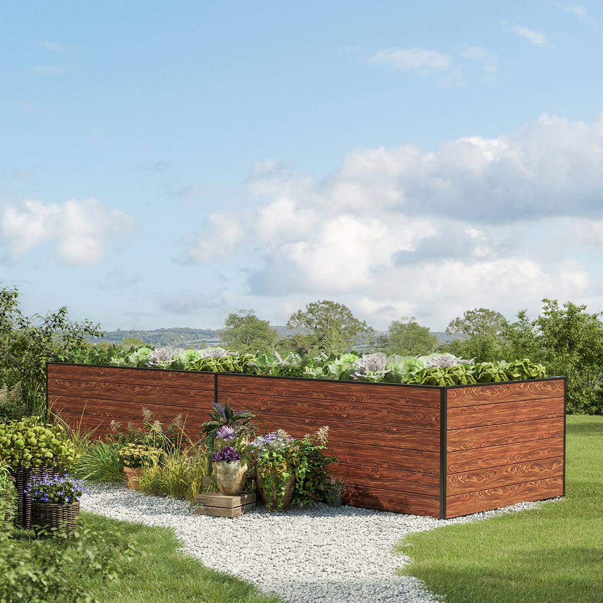 387 x 150 x 77 cm Hochbeet, Holzoptik - (GFPV00414) Image