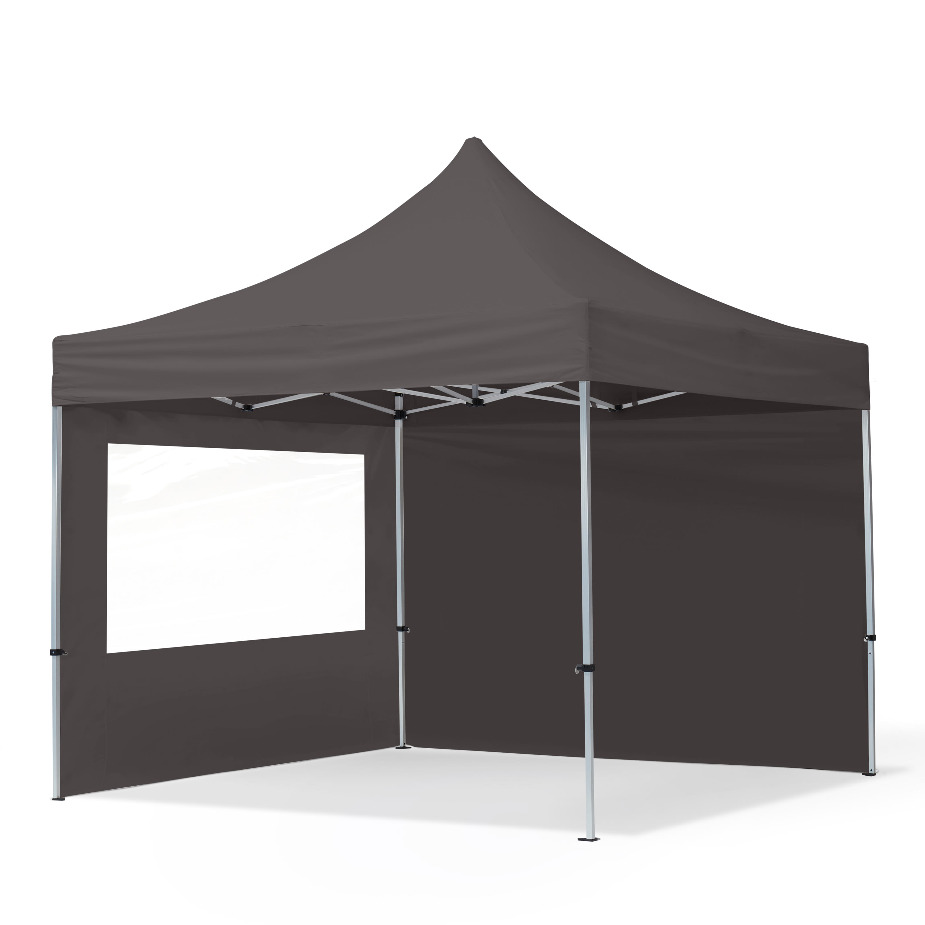 3x3m Aluminium Faltpavillon, inkl. 2 Seitenteile, dunkelgrau - (59005)