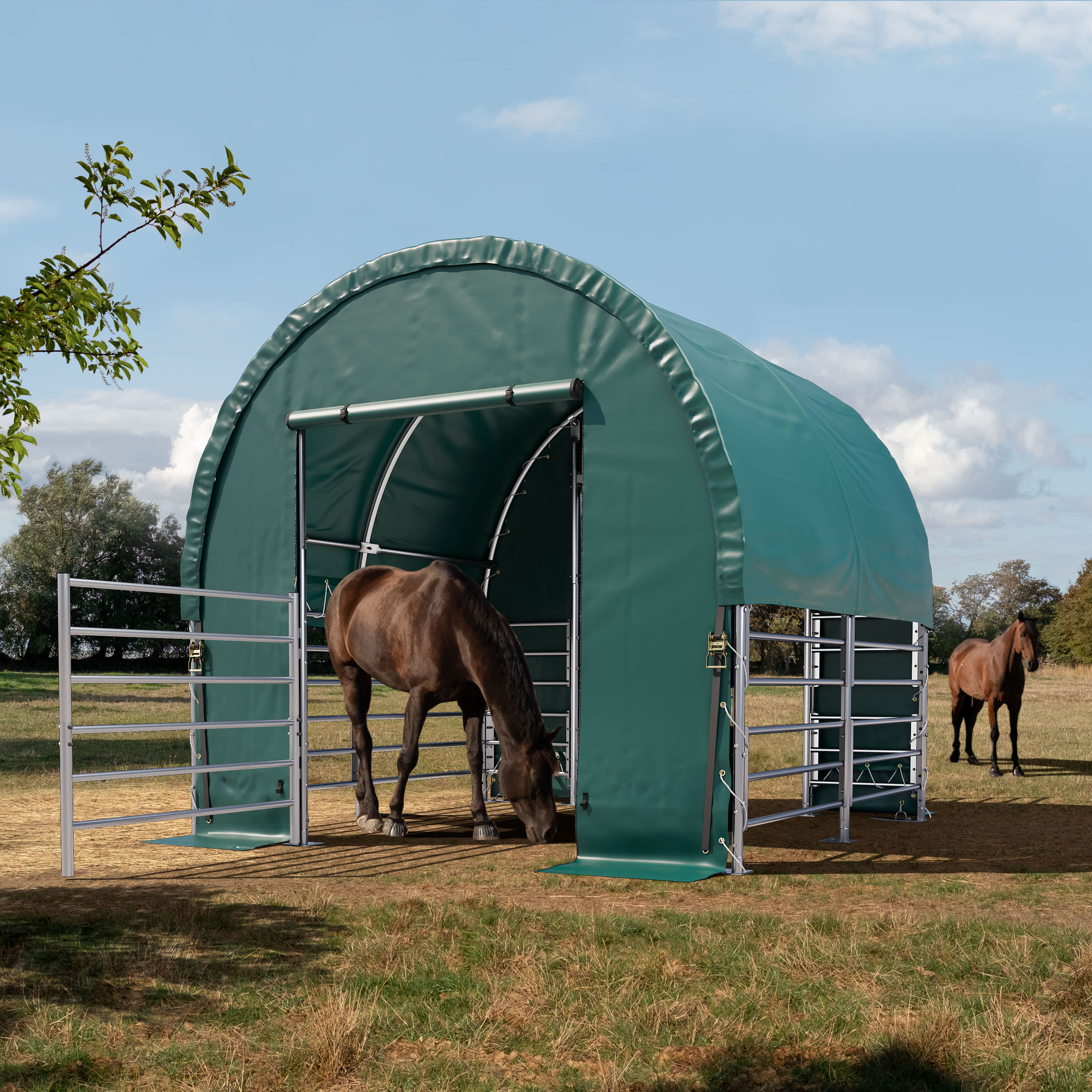 3x3m Weidezelt, PVC-Plane, dunkelgrün, Betonbefestigung - (330667) Image