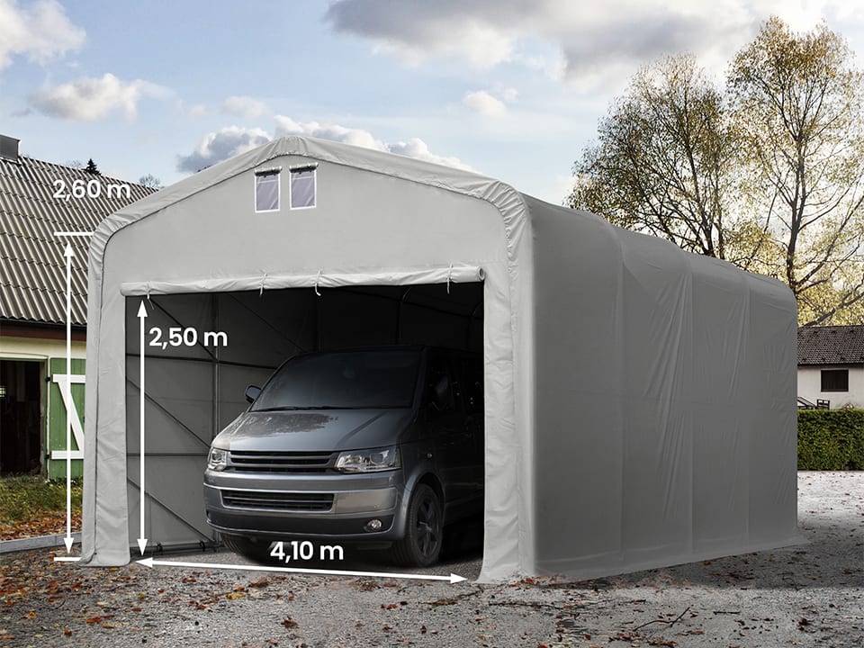 5x8m Zeltgarage, PVC-Plane, grau, mit Statik (Betonuntergrund) - (99528) Image