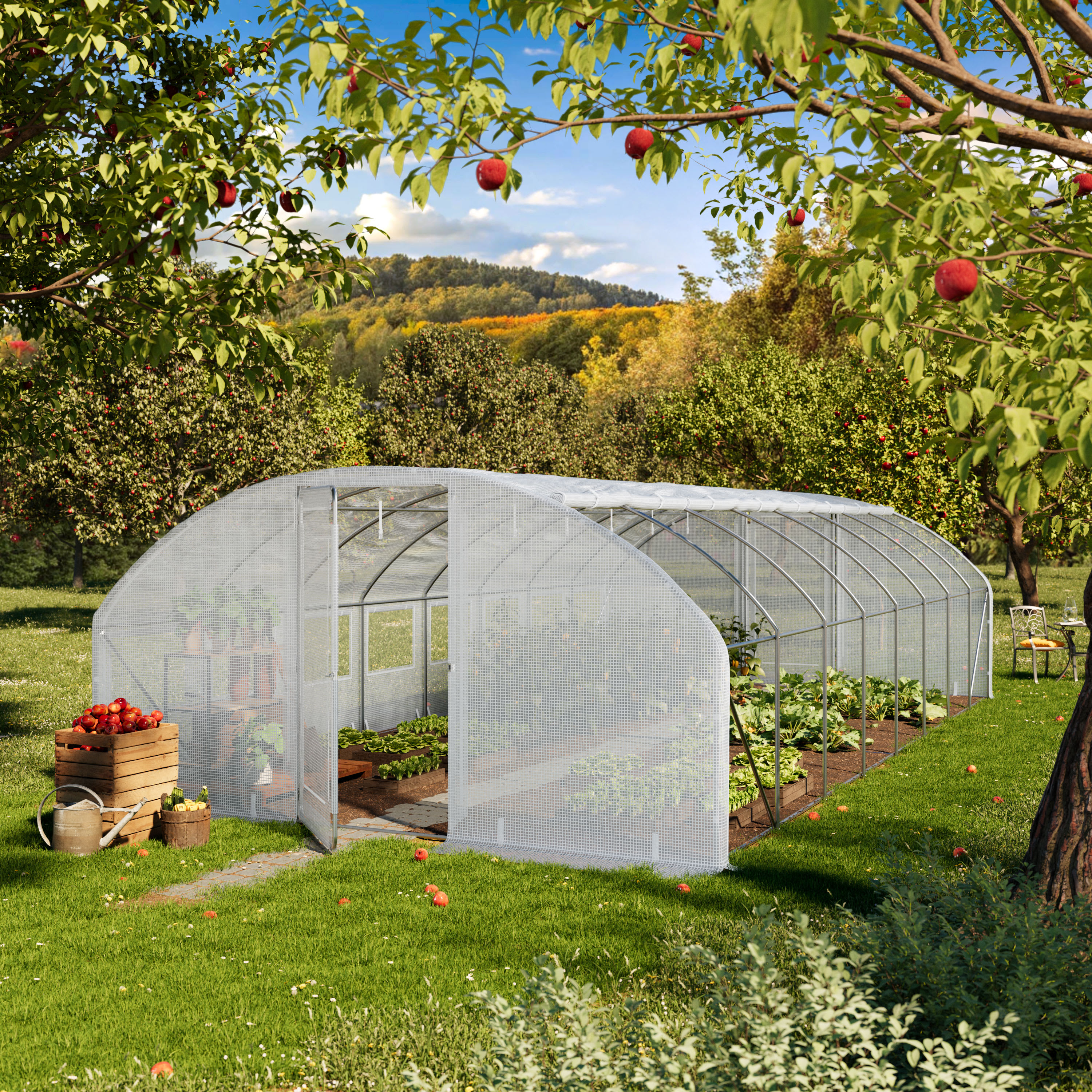 4x8m Foliengewächshaus, PE-Plane, weiß - (9000) Image