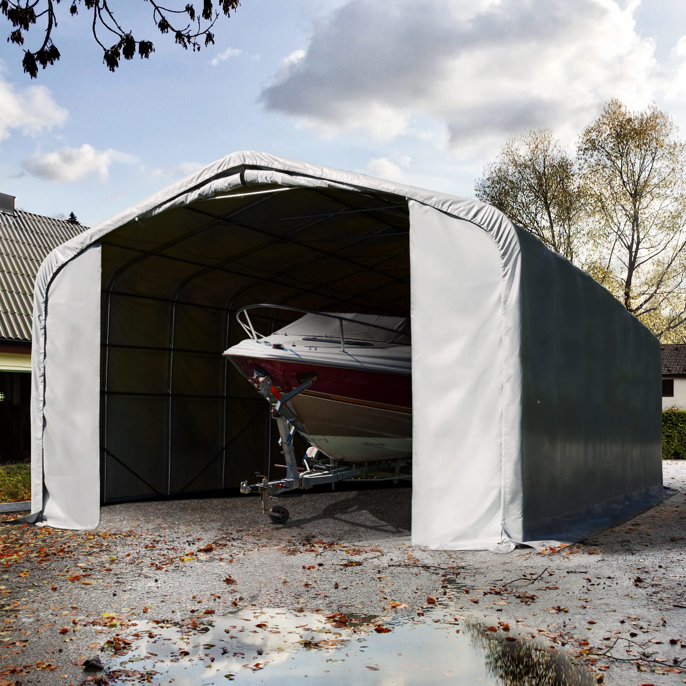 6x36m Zeltgarage, PRIMEtex-Plane, grau, mit Statik (Betonuntergrund) - (99451) Image