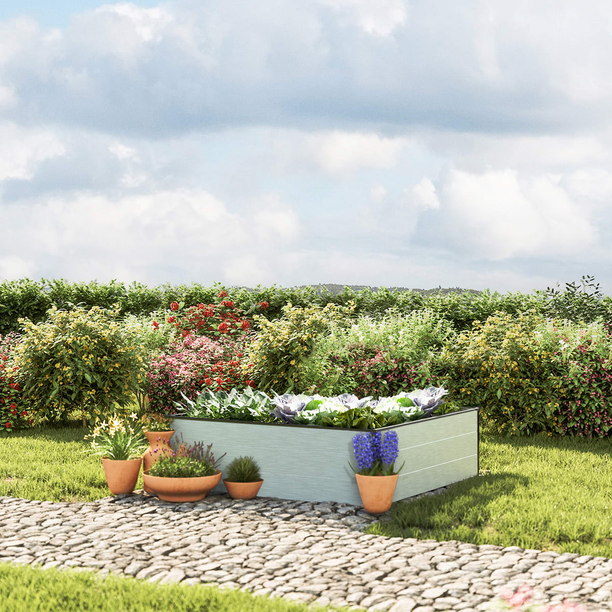 119 x 119 x 39 cm Hochbeet, Aluminium eloxiert - (GFPV00503) Image