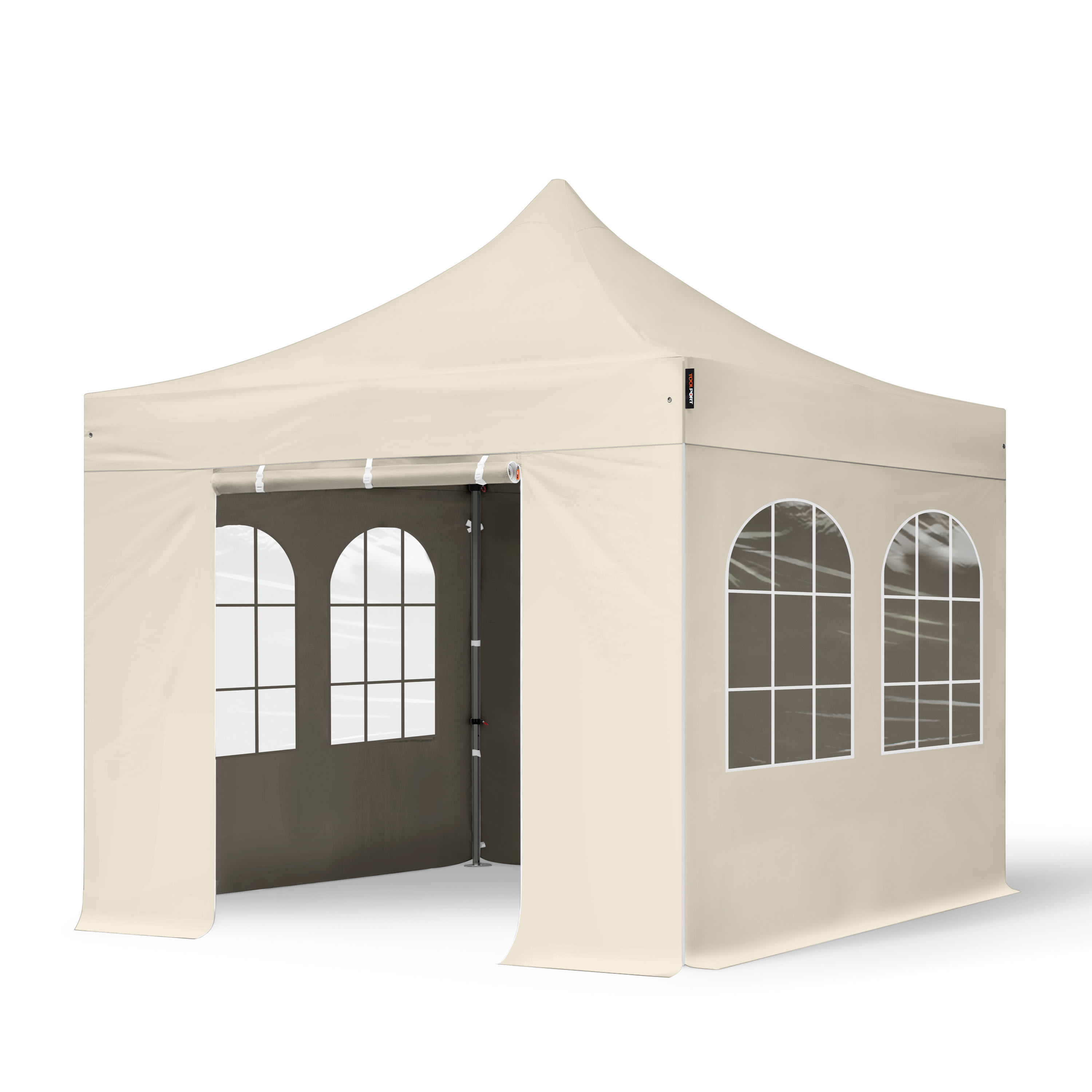 3x3m Stahl Faltpavillon, inkl. 4 Seitenteile, creme - (600014) Image