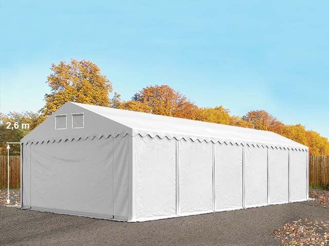 5x12 m Lagerzelt, PVC-Plane, weiß, mit Bodenrahmen, ohne Statik - (7681BL) Image