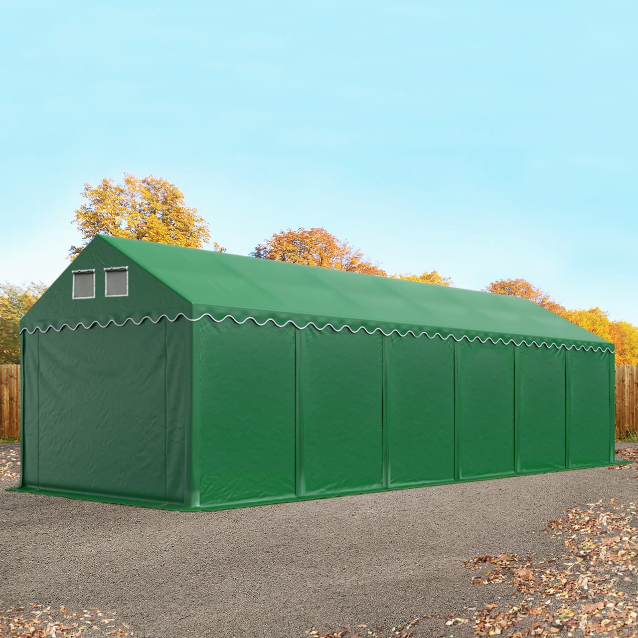 4x12 m Lagerzelt, PVC-Plane, dunkelgrün, mit Bodenrahmen, ohne Statik - (37650) Image
