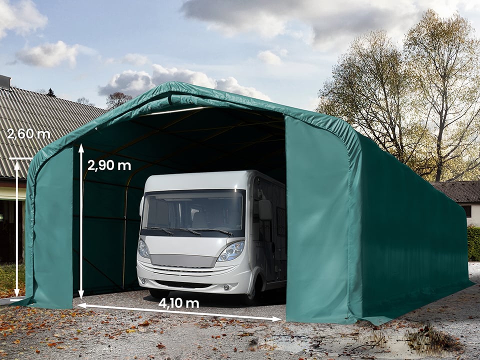 6x18m Zeltgarage, PVC-Plane, dunkelgrün, mit Statik (Erduntergrund) - (99432) Image