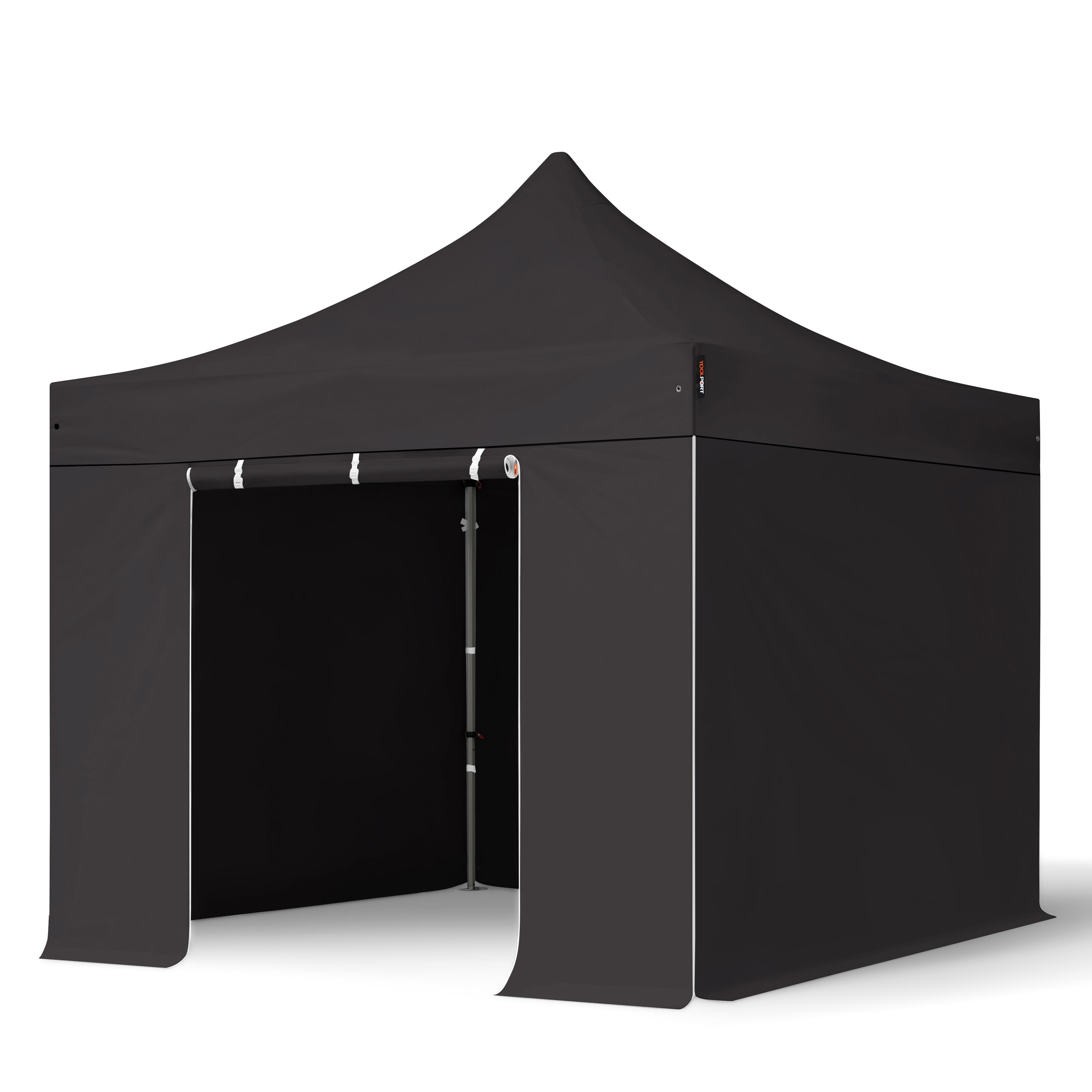 3x3m Stahl Faltpavillon, inkl. 4 Seitenteile, schwarz - (600003) Image