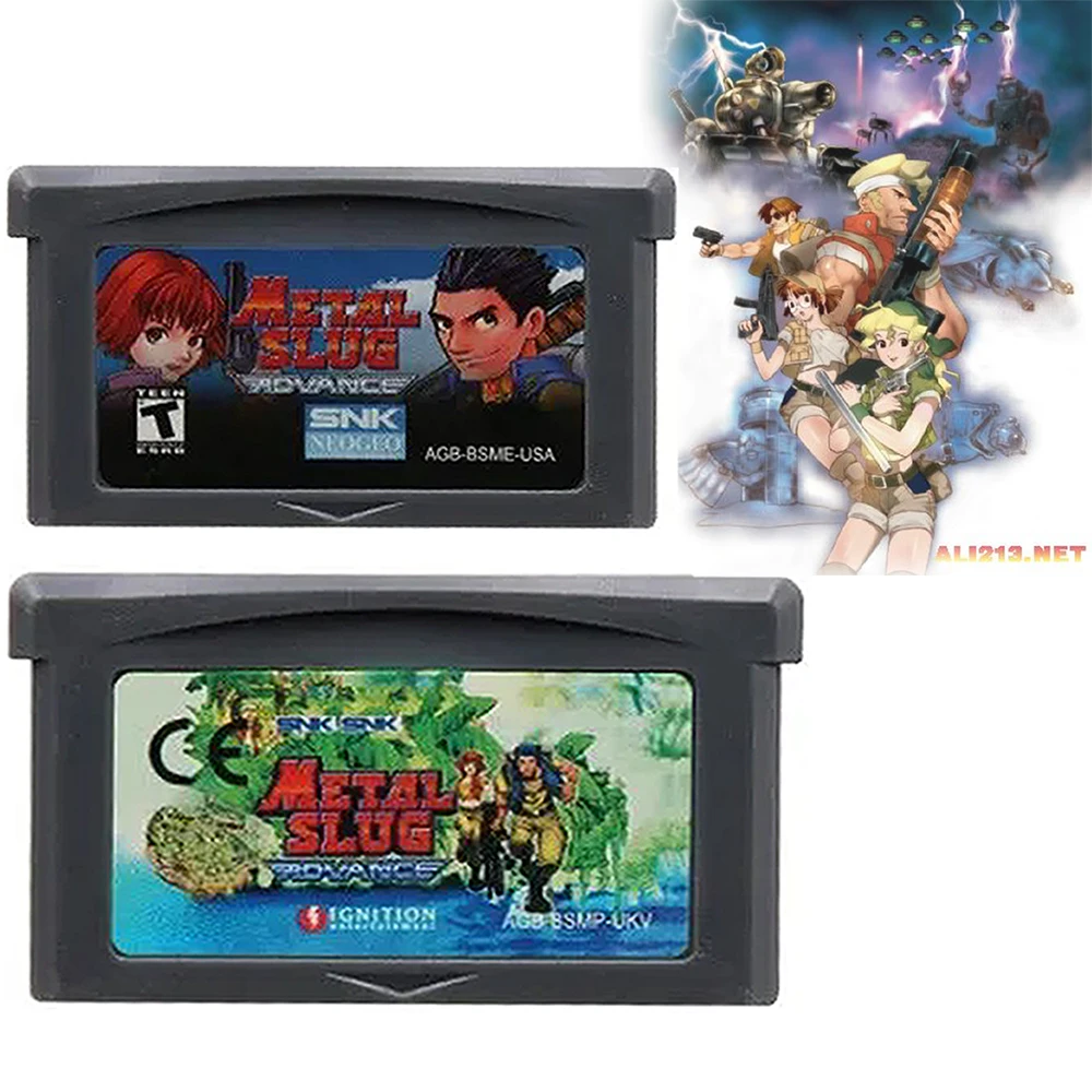 Metal Slug GBA Game Card 32 Bit Video Game Cartridge Console Card For Metal Slug Advance for GBA USA EUR Version