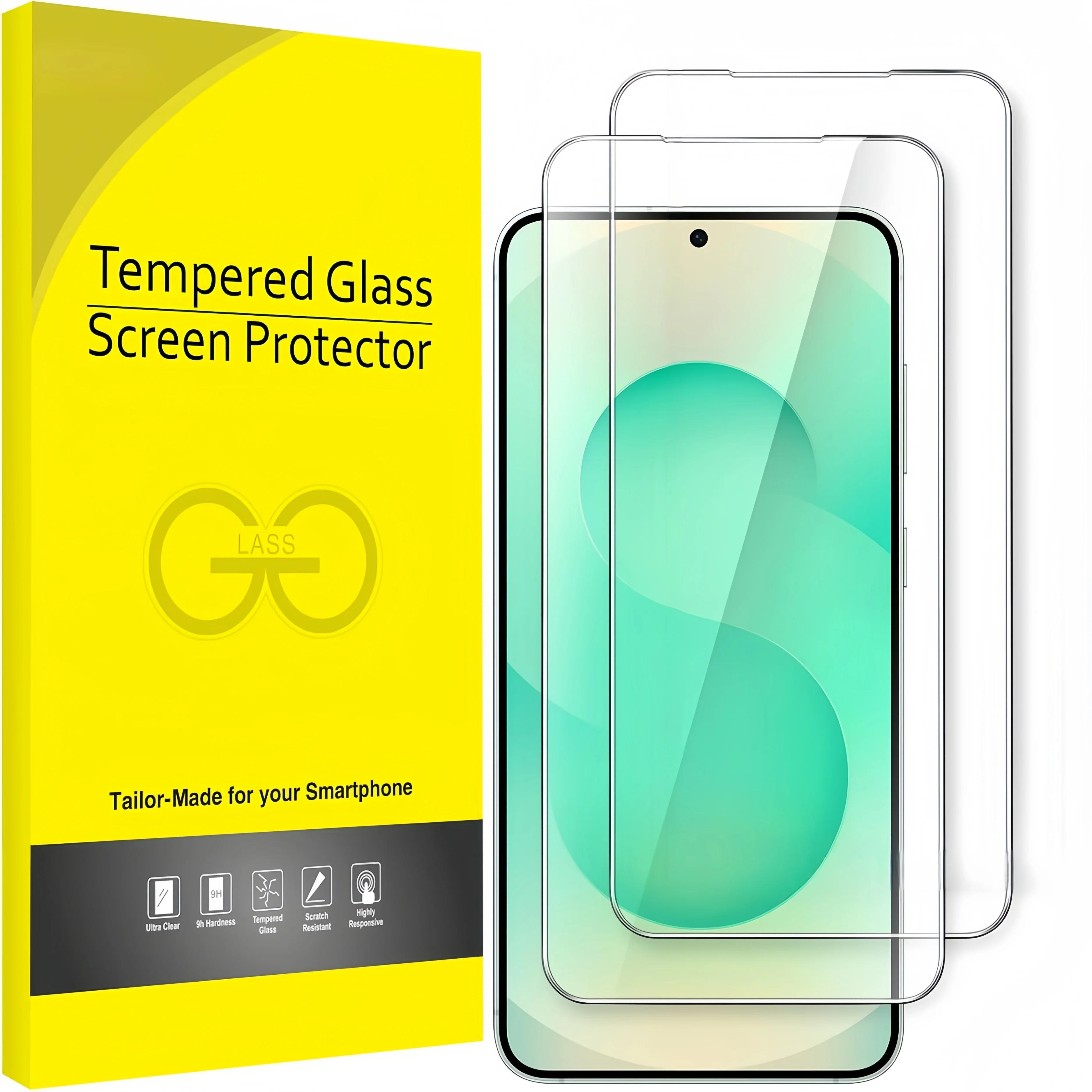 Displayschutzfolie für Samsung Galaxy S26 S25 S24 Plus, Gehärtetes Glas, Fingerabdruck-ID-kompatibel, HD-Klar, 2 Stück Image