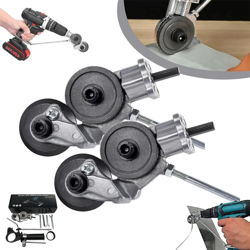 Blechschere, elektrische Bohrmaschine, Plattenschneider, Aufsatz, Sägeschneider, kostenloses Schneidwerkzeug, scharfe Schneidplatte, Stanzschere Image