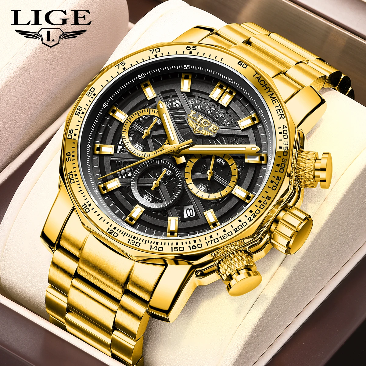 LIGE Mode Quarz Herrenuhr Edelstahl Luxus Datum Business Casual Wasserdicht Leuchtende Uhren für Männer Reloj Hombre Uhr Image
