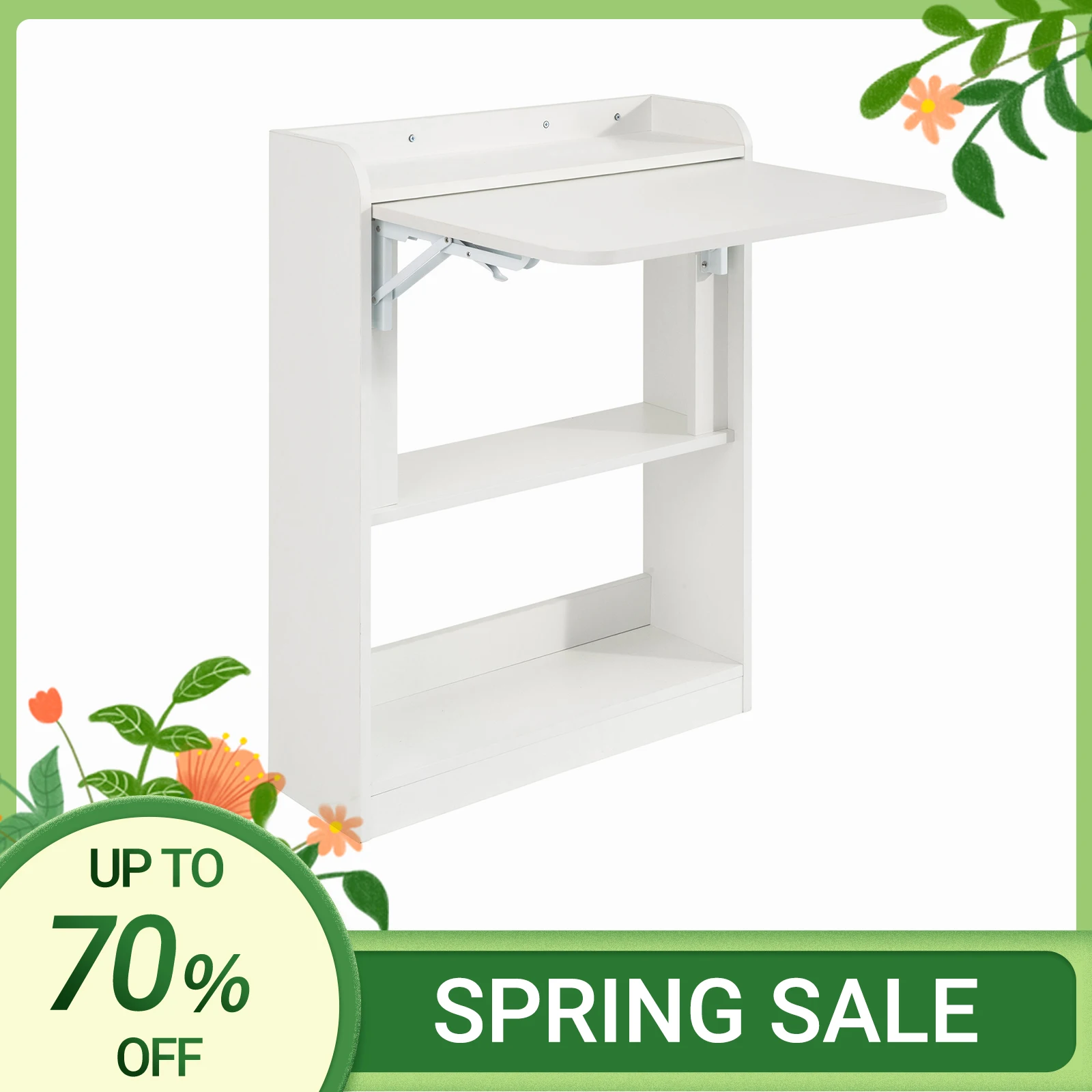 SoBuy FWT92 Schreibtisch klappbar Computertisch mit Ablagen Klapptisch Arbeitstisch Bürotisch für Homeoffice Wandtisch