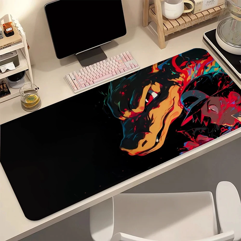 Gigantamax Charizard P-Pokémon Mauspad Große Erweiterte Tastaturmatte mit Genähten Kanten Ideal für Anime-Sammler & Gamer-Geschenke