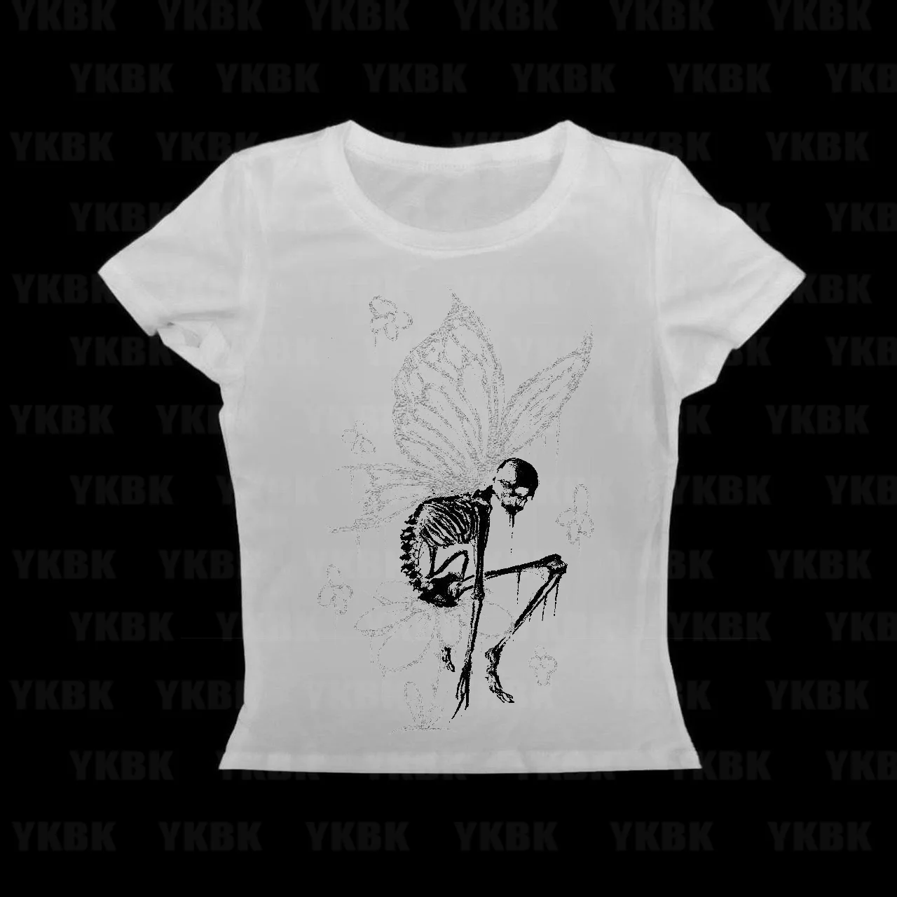 Harajuku Grunge Crop Top Lässiges 2000er Punk Vintage Oberteil Damen T-Shirt Emo Girl Baby Tees Slim Y2k Kleidung Gothic Print Streetwear Image