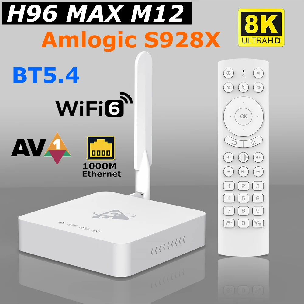 Android 11 TV-Box H96 MAX M12 Amlogic S928X Max DDR4 8GB RAM 128GB ROM 8K Ausgang Wifi6 BT5.4 1000M LAN AV1 4GB 32GB Set-Top-Box Image