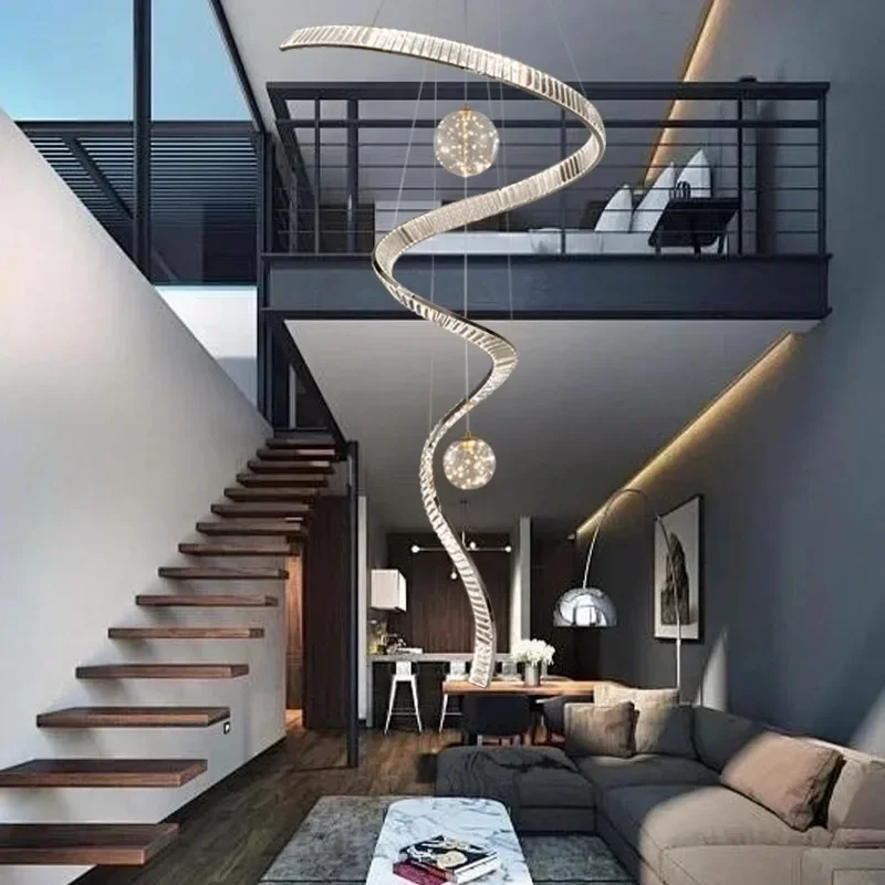 Moderne Treppen Kronleuchter Pendelleuchten Innenbeleuchtung Deckenleuchte Hängeleuchte LED Kronleuchter für Wohnzimmer Innenbeleuchtung