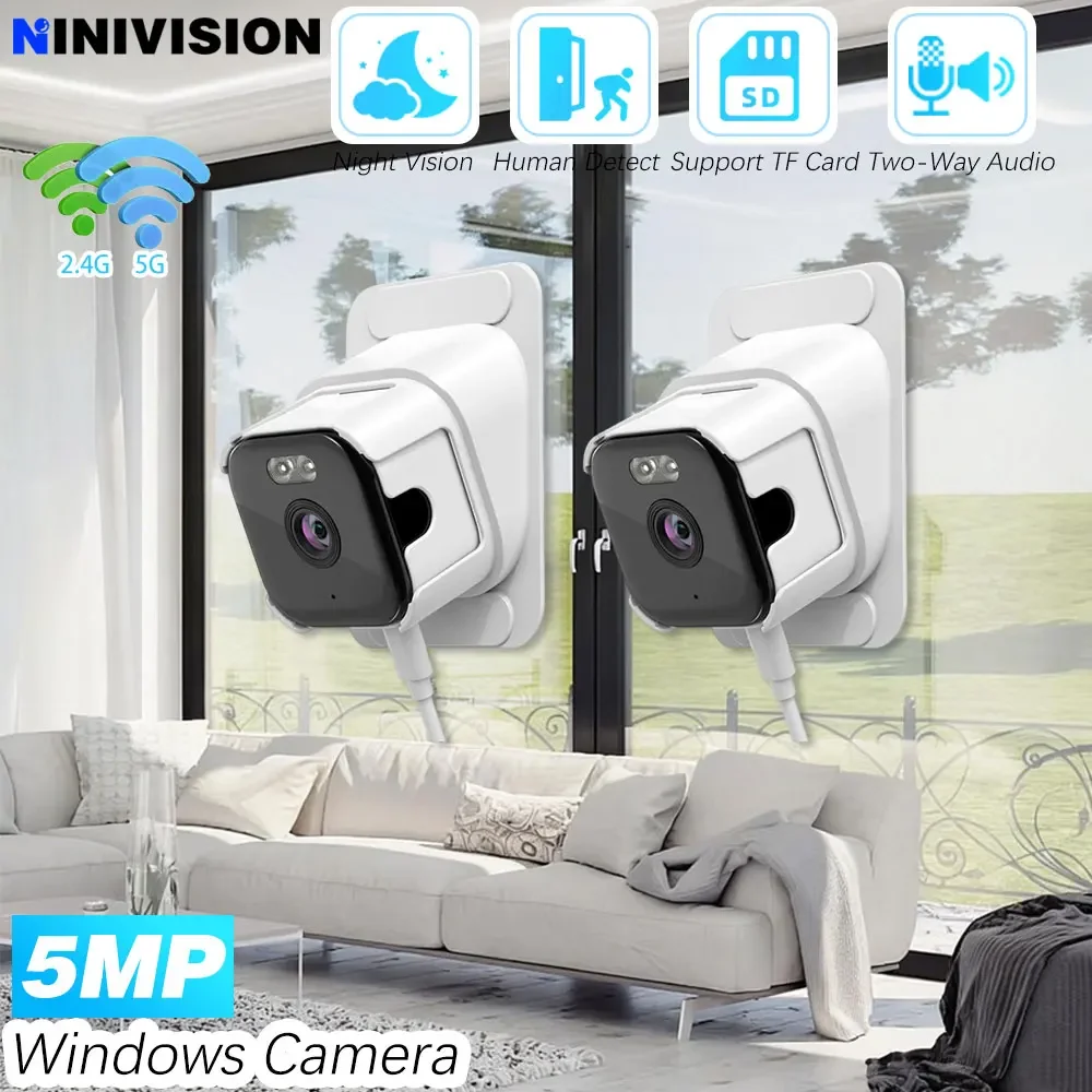 Mini-Fenster-IP-Kamera O-Kam Pro 5MP 5G 2,4G Kabellos Einfache Installation Sicheres Netzwerk Schwarzlicht Nachtsicht Menschenerkennung Image