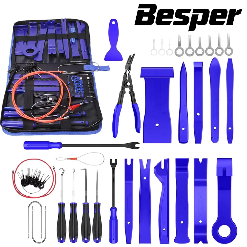 Ensemble d'outils manuels, outil de démontage à levier, Clip de porte intérieure, garniture de panneau, Kit d'outils de retrait de tableau de bord, outil de réparation d'ouverture automobile 43 pièces