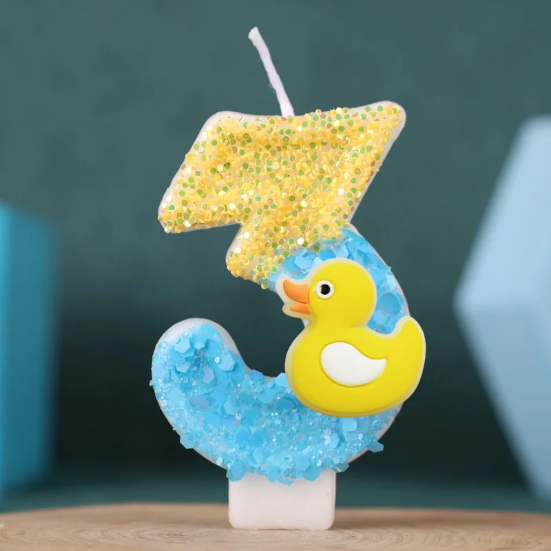 Nette Leuchtende Tiere Digitale Kerze Nummer 0-9 Kinder Geburtstag Kuchen Dekoration Lieferungen Cartoon Anime Party Zubehör Liefert Image