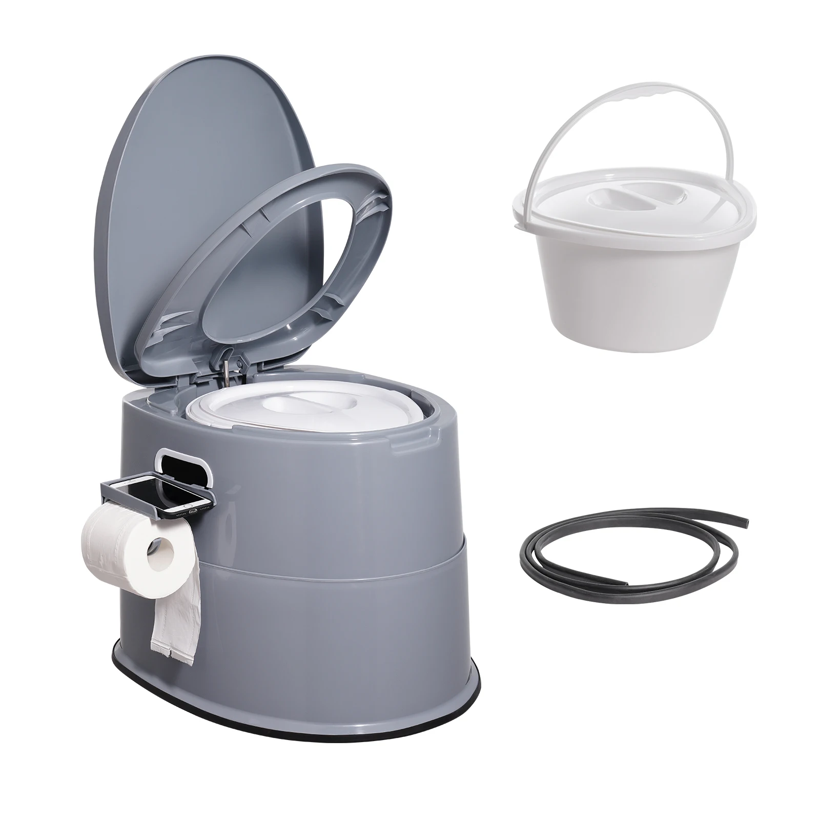 SucceBuy Tragbare Toilette für Camping, mit 1,3 Gallonen Abnehmbarem Inneneimer & Herausnehmbarem Papierhalter, Reisetoilette für Outdoor Image