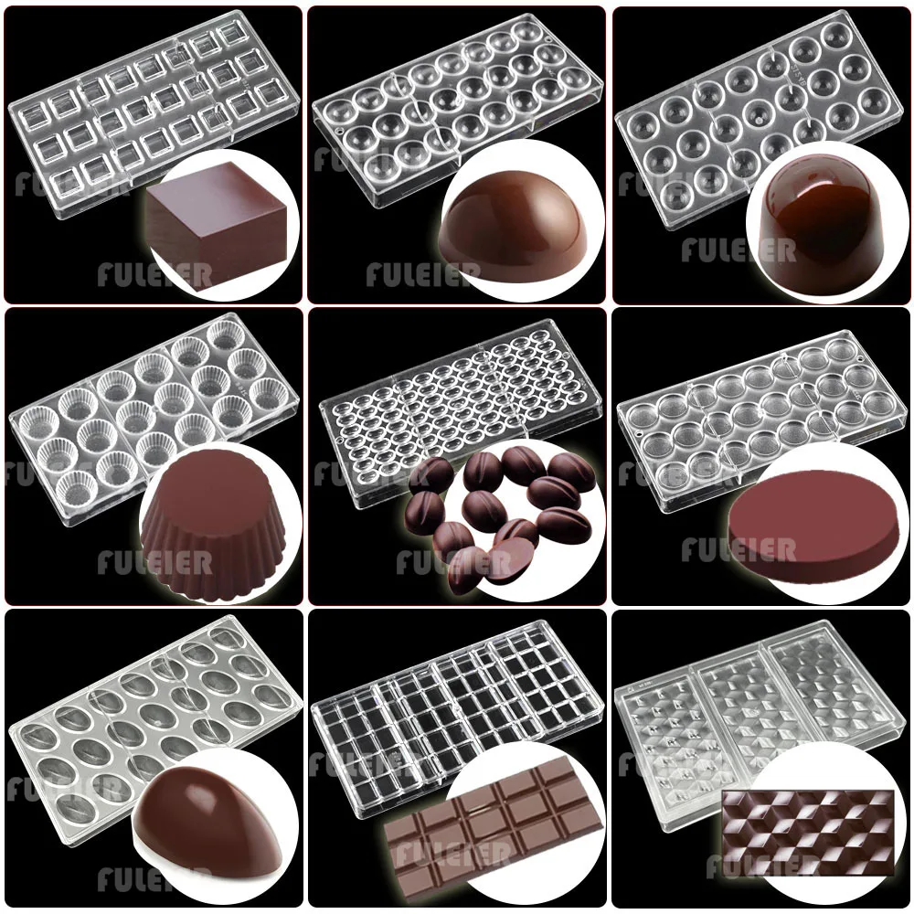 Schokoladenformen aus Polycarbonat, quadratisch, rund, für Süßigkeiten, Süßigkeiten, Bar-Form, Backen, Kuchen, BonBon, Süßwaren, Werkzeuge, Backformen Image