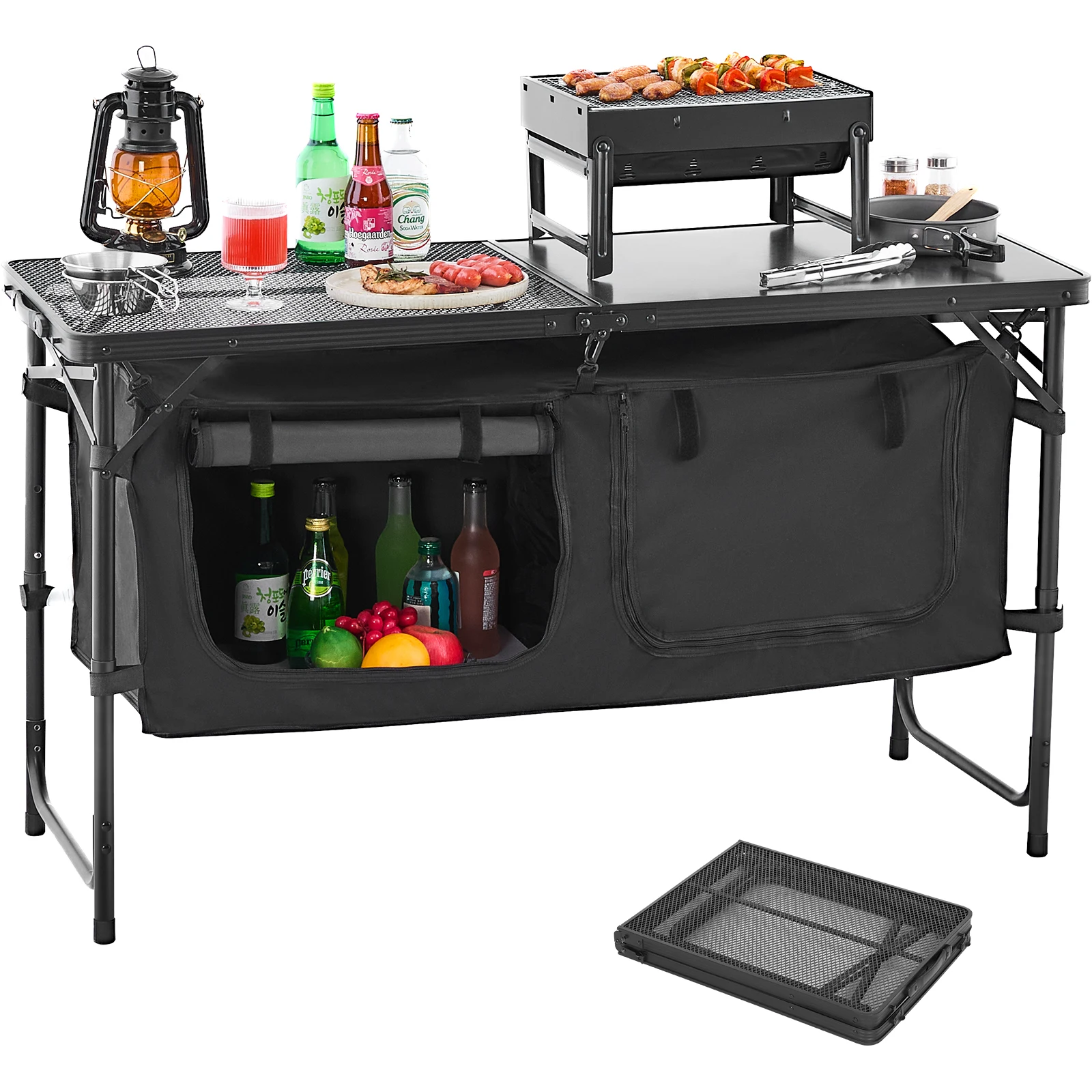 SucceBuy Camping-Küchentisch, Outdoor-Kochtisch, Aluminium, leicht, tragbar, Kochstation für Grillparty, Picknick, Wohnmobil, Reisen Image