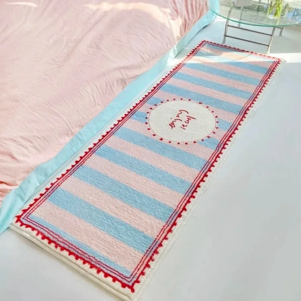 Ins Stil Lange Streifen Teppich Komfort Kühlung Schlafzimmer Bett Decke Erker Fenster Decke Garderobe Teppich Wohnkultur Schlafzimmer Dekor Teppich Image