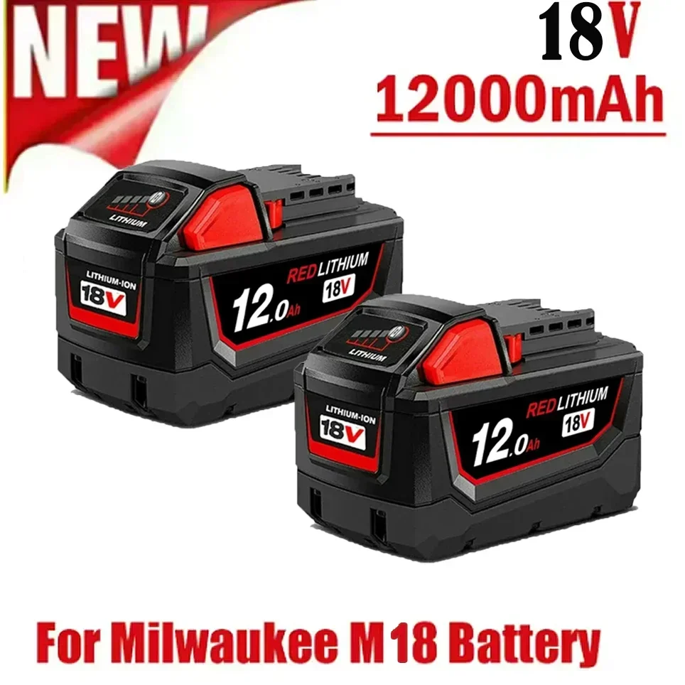 18 V 12,0 Ah Li-Ion-Ersatzakku für Milwaukee M18 Elektrowerkzeug, kompatibel mit 48-11-2830 0730-20 Image